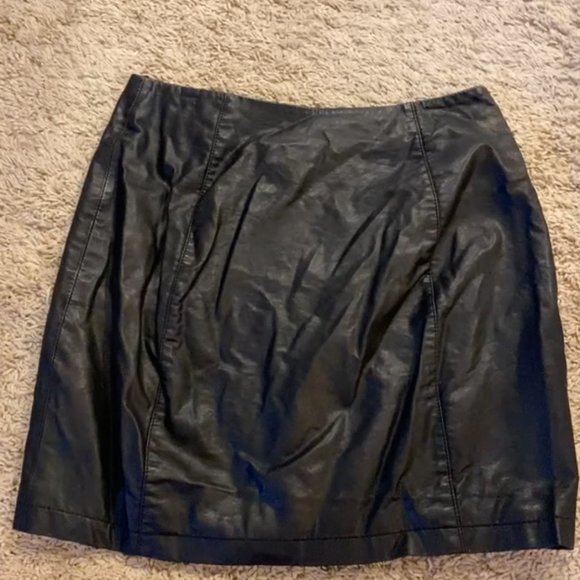 Free People Black Faux Leather Button Down Skirt - Picture 3 of 3